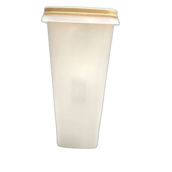 Vintage Tupperware White & Tan Super Cereal Keeper w/ Lid & Cap 10.25"X8.25"X5" - Picture 2 of 11